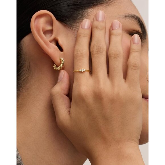 💫 Women Gold Mini Cubic Zirconia Rings 18K Marquise Round Dainty Thin Jewelry - Picture 4 of 6